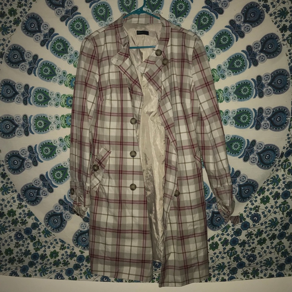BENETTON PLAID TRENCH COAT
